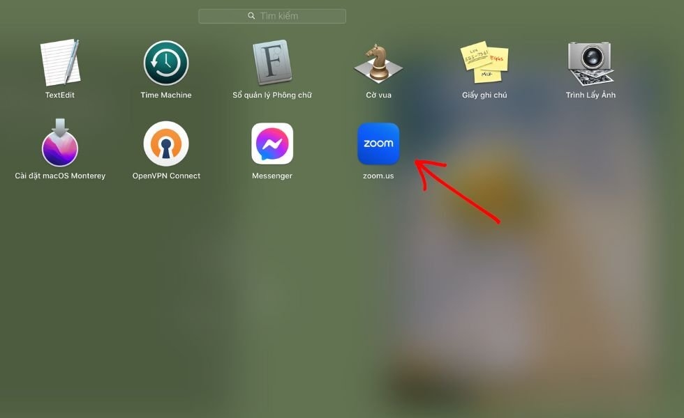 mở ứng dụng Zoom.us trên máy Mac