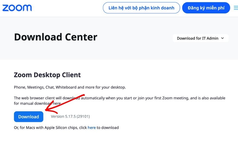 link tải ứng dụng Zoom cho máy Mac