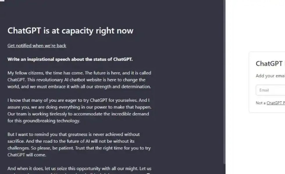 ChatGPT is at capacity right now