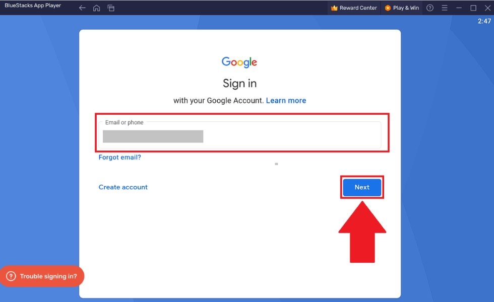 đăng nhập tài khoản Google trên BlueStacks