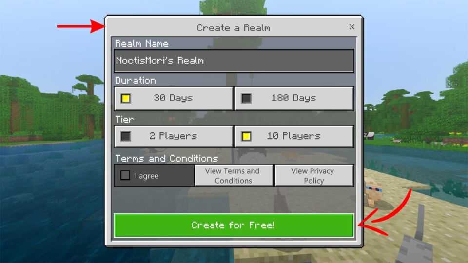 Tiến hành tạo Create a Realm