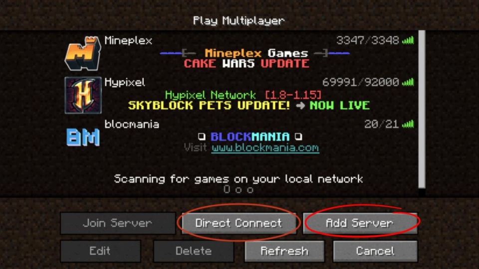 Chọn Add Server hoặc Direct Server