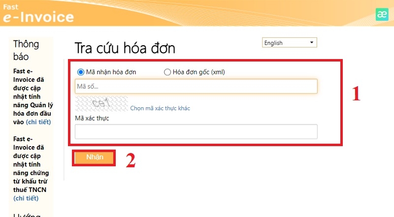 Tra cứu trên https://invoice.fast.com.vn/