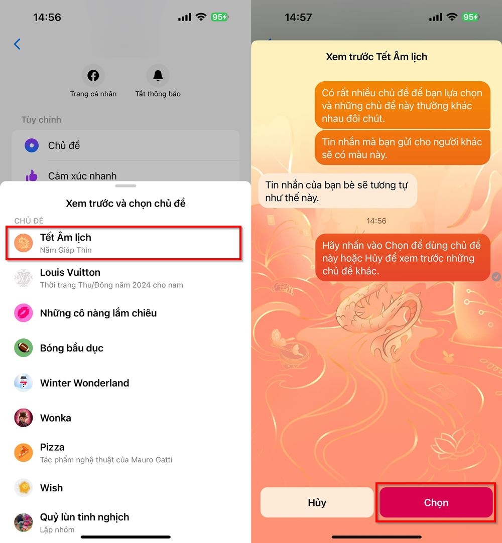 Cách cài đặt chủ đề Tết Âm Lịch trên Messenger 3
