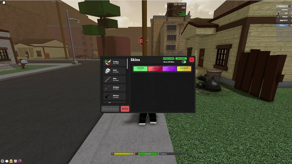 Bảng mã code Da Hood đã hết hạn