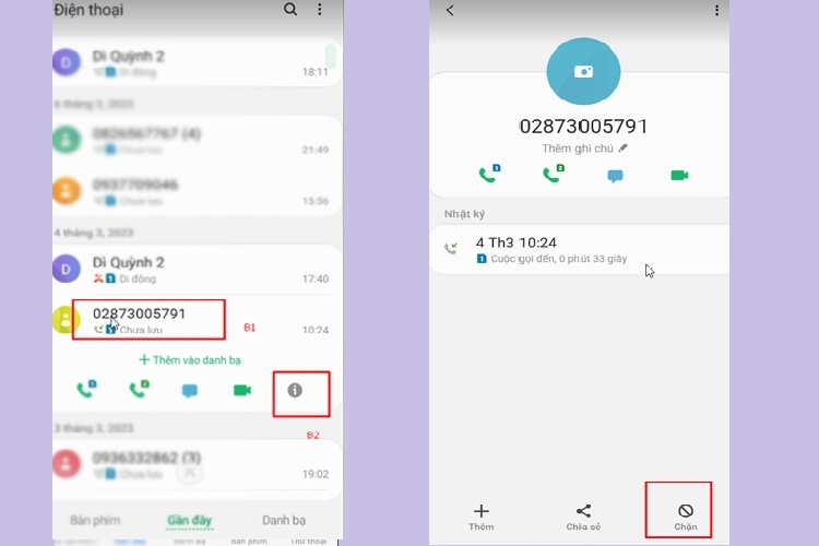 Cài đặt chặn cuộc gọi đầu số 028 trên điện thoại Android