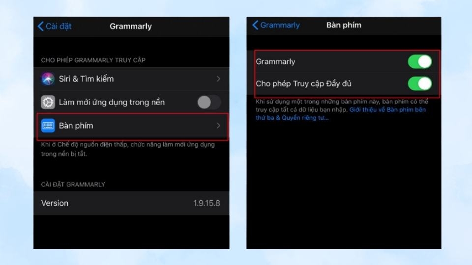 Để kích hoạt Grammarly trên bàn phím, bạn cần vào phần 'Setting'