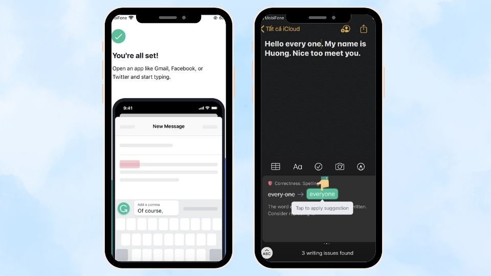 Công cụ sẽ hiển thị các lỗi sai và gợi ý từ ngữ để sửa lại cho đúng.