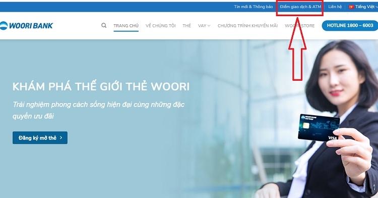 Chọn Điểm giao dịch & ATM trên website