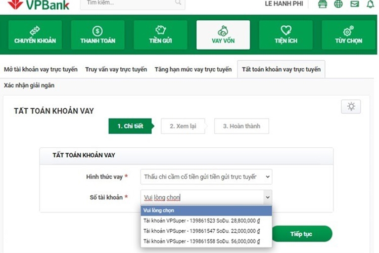 tra cứu khoản vay VPBank (hình 13)