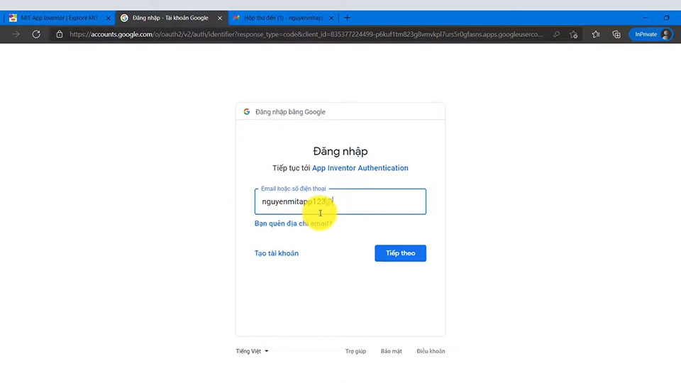 Đăng nhập tài khoản Google