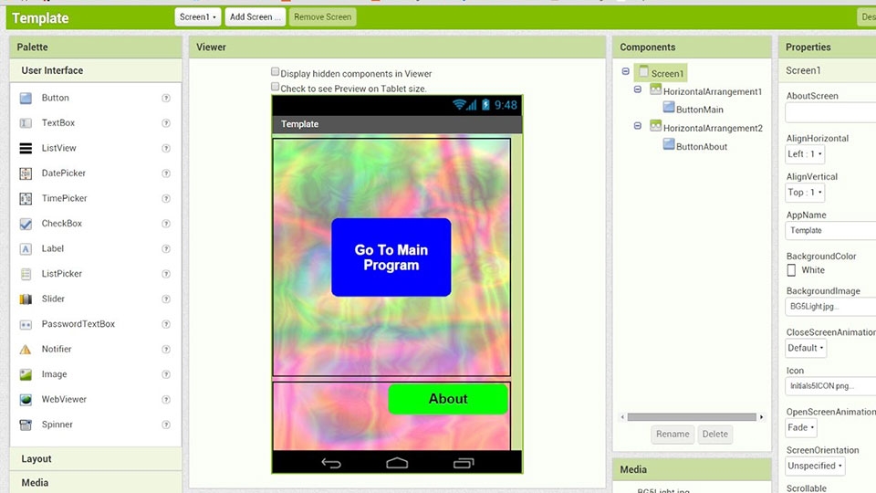Giao diện Designer của App Inventor