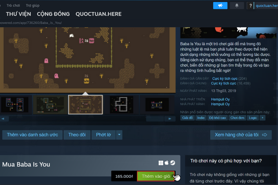 Nhấp vào nút Thêm vào giỏ và tiến hành thanh toán để mua trò chơi