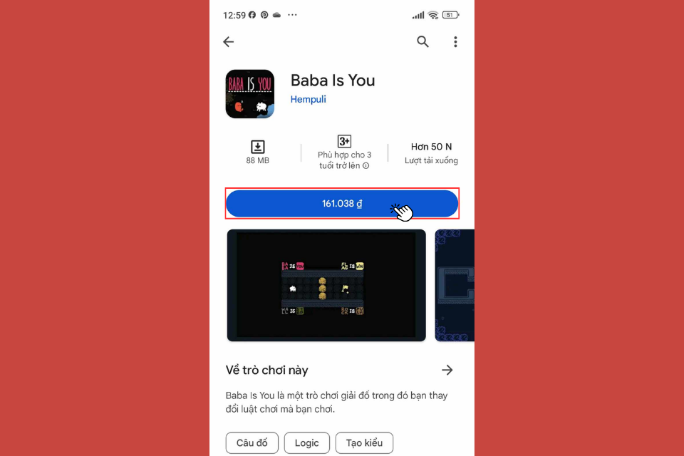 Nhấp vào nút 161.038đ để tiến hành thanh toán trò chơi