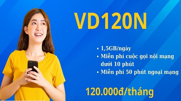 Gói VD120N ưu đãi data + phút gọi