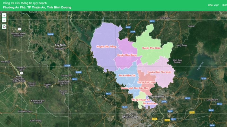 Ứng dụng tra cứu thông tin quy hoạch tỉnh Bình Dương