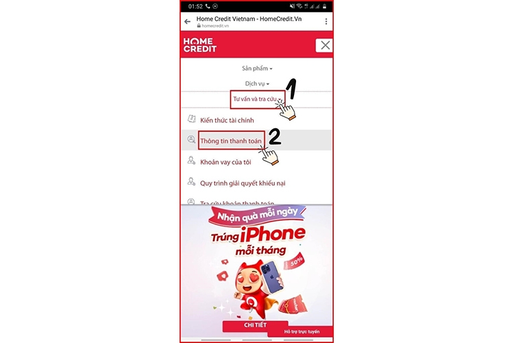 tra cứu số hợp đồng Home Credit bằng CMND (hình 3)