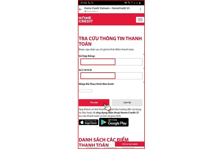 tra cứu số hợp đồng Home Credit bằng CMND (hình 4)
