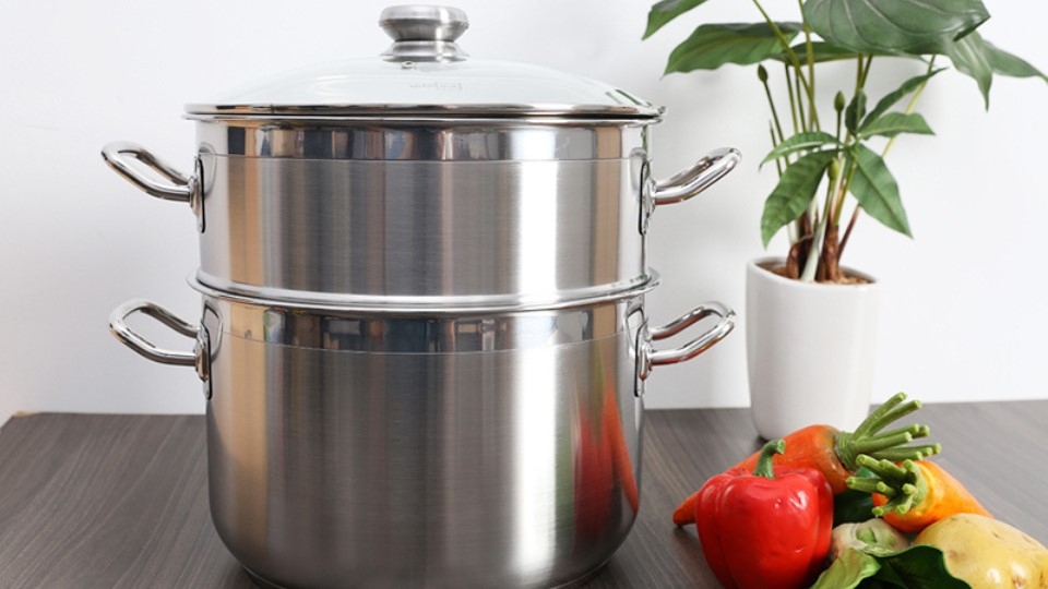 Bộ nồi hấp xửng inox 3 đáy nắp kính 30 cm Fivestar ST30-3DG