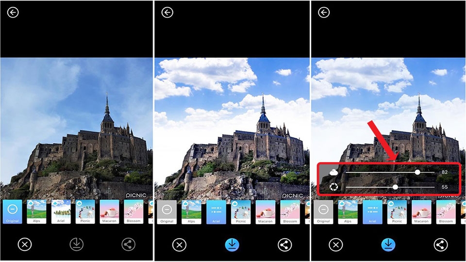 Giao diện đơn giản và dễ sử dụng của app PICNIC