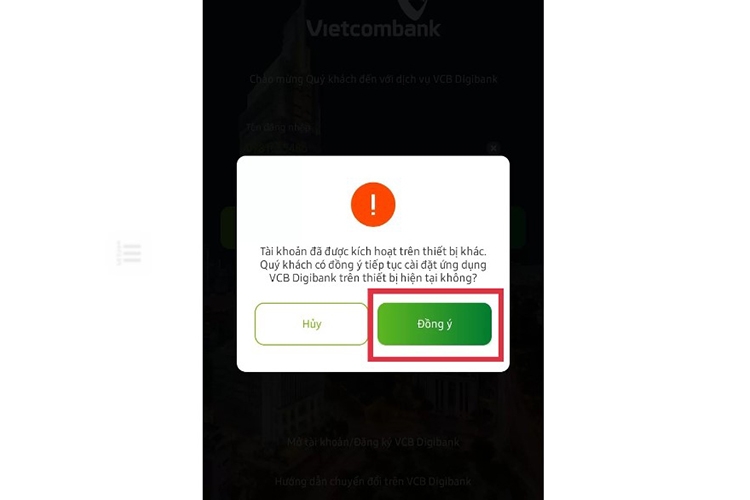 Cách đăng nhập Vietcombank trên điện thoại khác (hình 3)