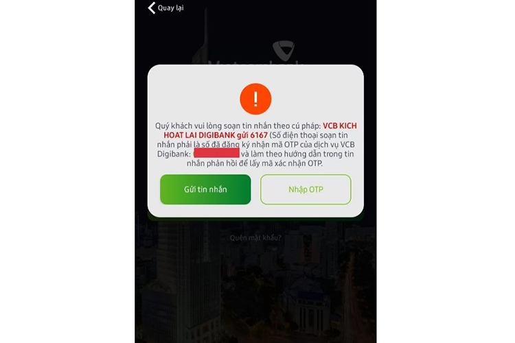 Cách đăng nhập Vietcombank trên điện thoại khác (hình 4)