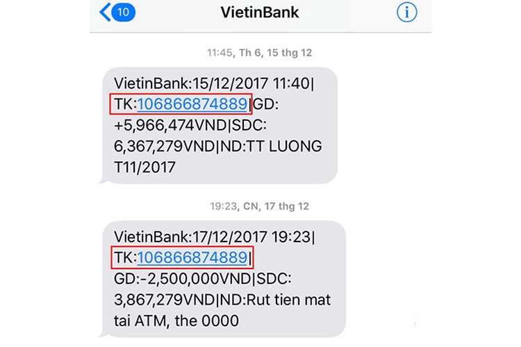 Tra cứu số tài khoản Vietinbank (hình 14)