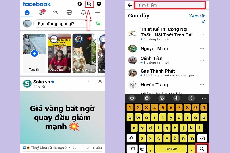 Gõ từ, cụm từ vào ô Tìm kiếm