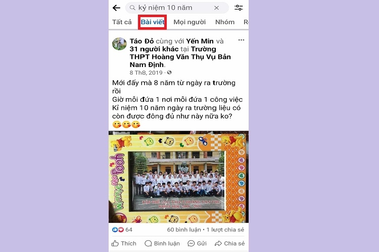 Chọn tab Bài viết