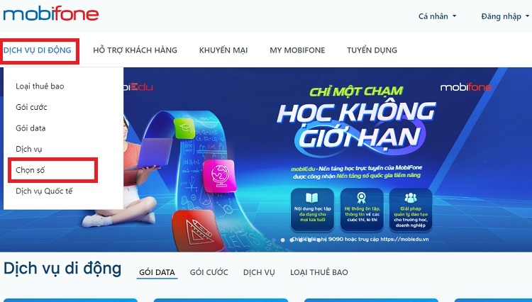 Nhấn vào chức năng Chọn số