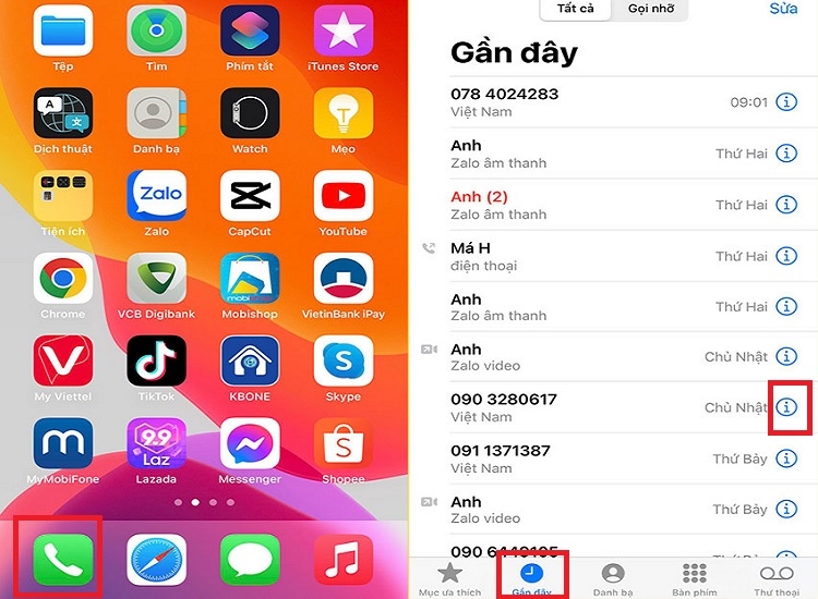 Xem lịch sử cuộc gọi Mobi trên thiết bị