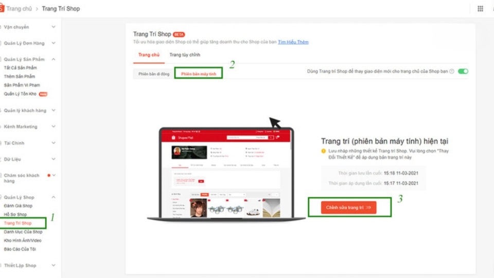 Tạo banner shop từ các mẫu thiết kế kích thước ảnh trên Shopee