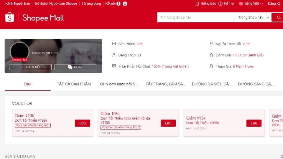 Kích thước chuẩn Shopee của ảnh đại diện và ảnh bìa