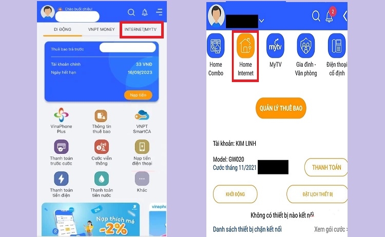 Tra cứu mã khách hàng trên app My VNPT