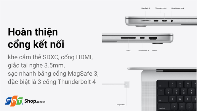 MacBook Pro 2021 với nhiều cổng kết nối