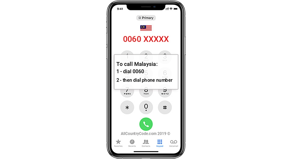 Cú pháp gọi điện tới Malaysia trên điện thoại di động