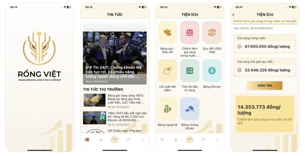 App Đầu tư Vàng (Rồng Việt)