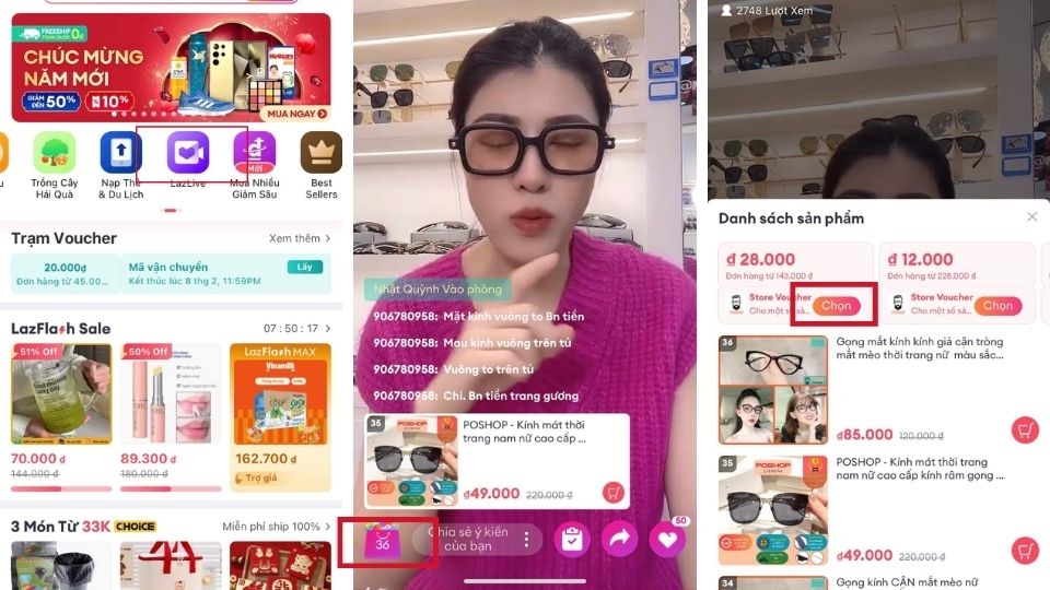 Lấy mã giảm giá Lazada trên Livestream