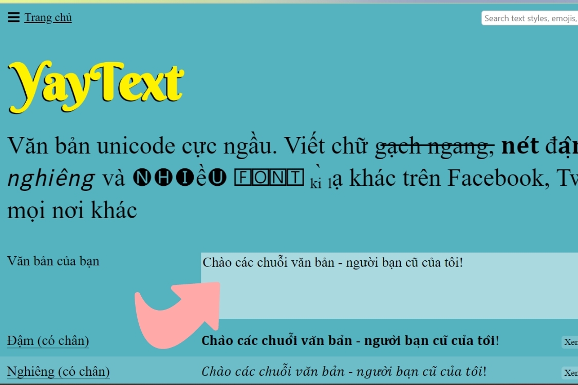 Cách viết chữ nghiêng trên Facebook bằng YayText