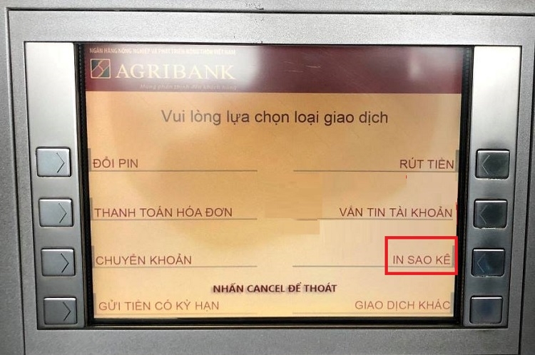 Sao kê tài khoản ngân hàng qua ATM