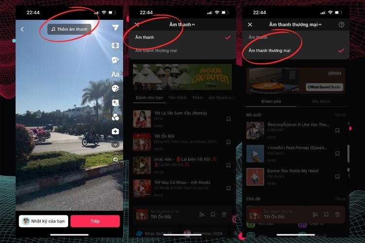Các bước sử dụng âm thanh thương mại TikTok