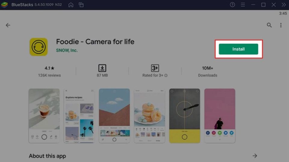 Bước 3: Cài đặt ứng dụng Foodie về máy