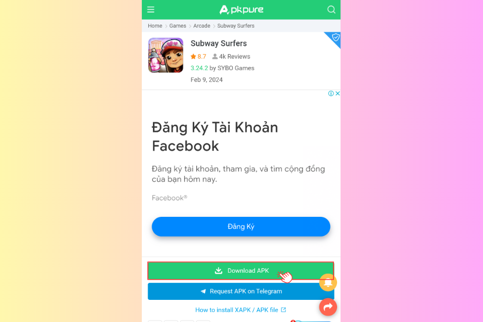 Nhấn vào Download APK&nbsp;để cài đặt trò chơi