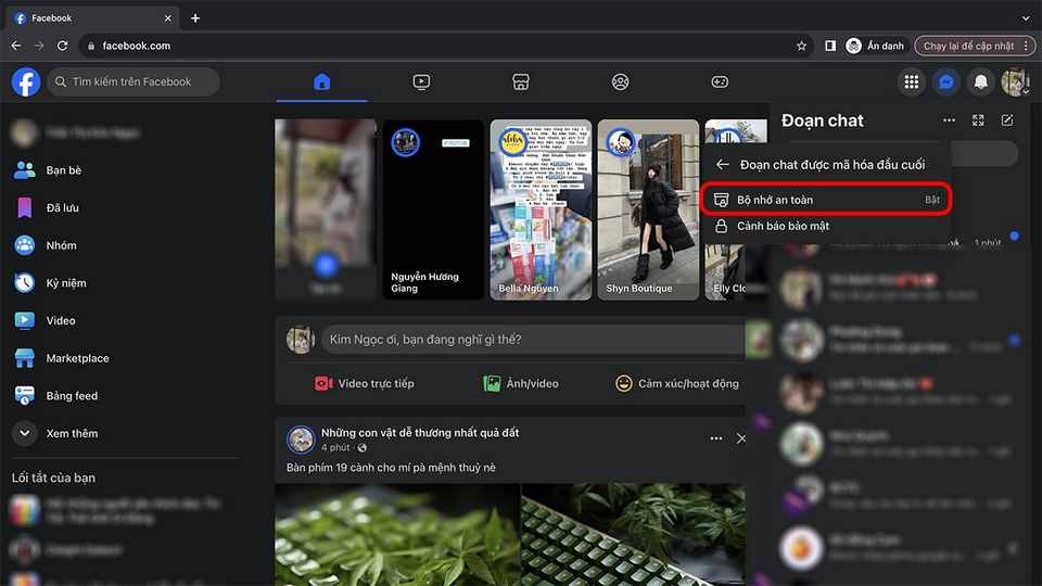 tùy chọn Messenger máy tính
