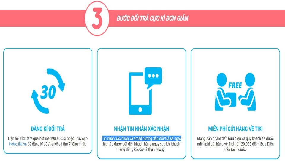 Tiki Trading có chính sách đổi trả hàng hấp dẫn