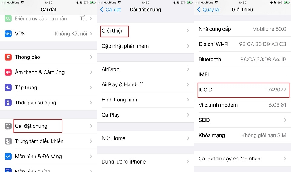 Kiểm tra ICCID trên iPhone