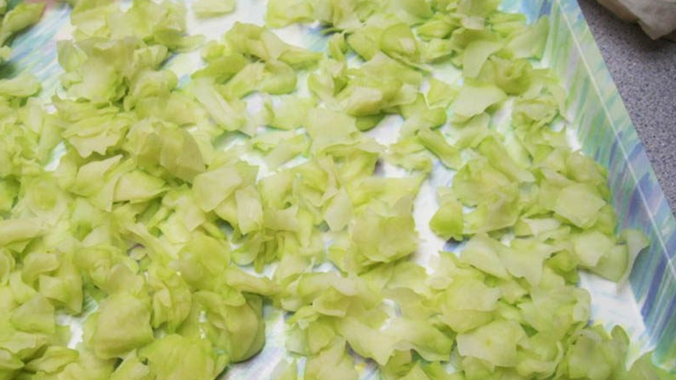 Phơi đu đủ.