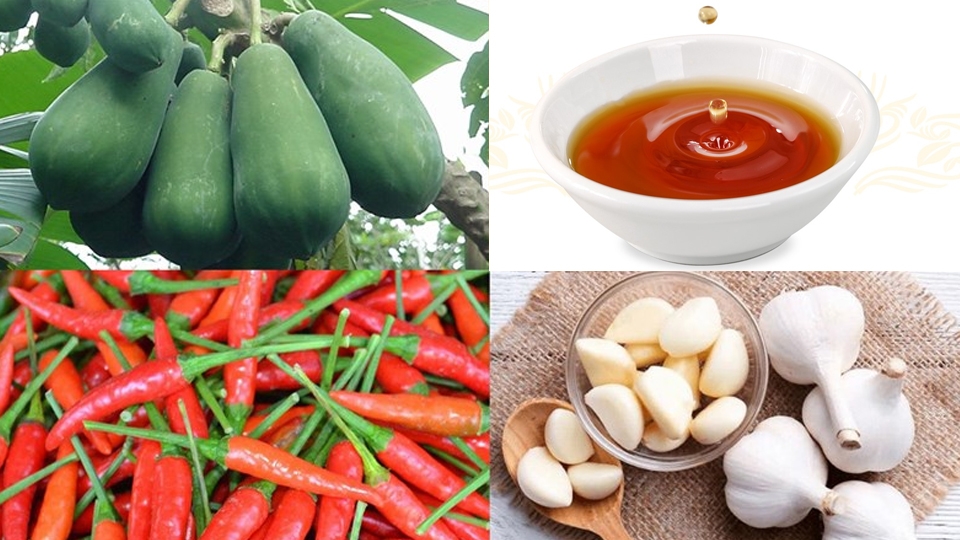 Nguyên liệu làm đu đủ ngâm nước mắm thơm ngon, giải ngấy.