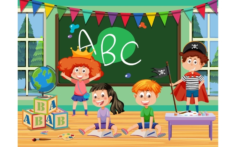 Background hoạt hình về trường học 4