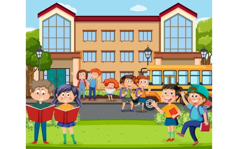 Background hoạt hình về trường học 5